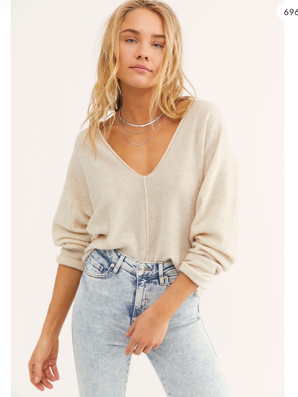 free people solitaire cashmere v sweater XSMALL